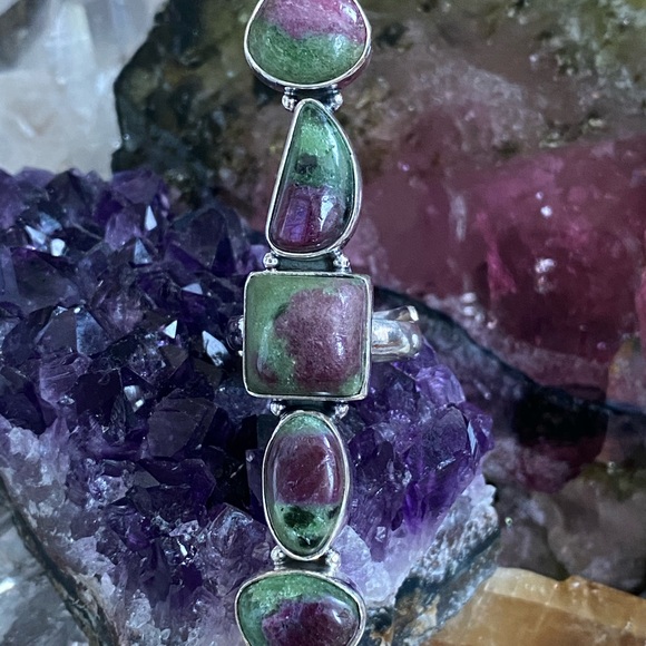 Ruby Zoisite super long sterling ring - Picture 2 of 7